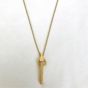 Madewell Pavé Crystal Cylinder Pendant Necklace Vintage Gold 30"